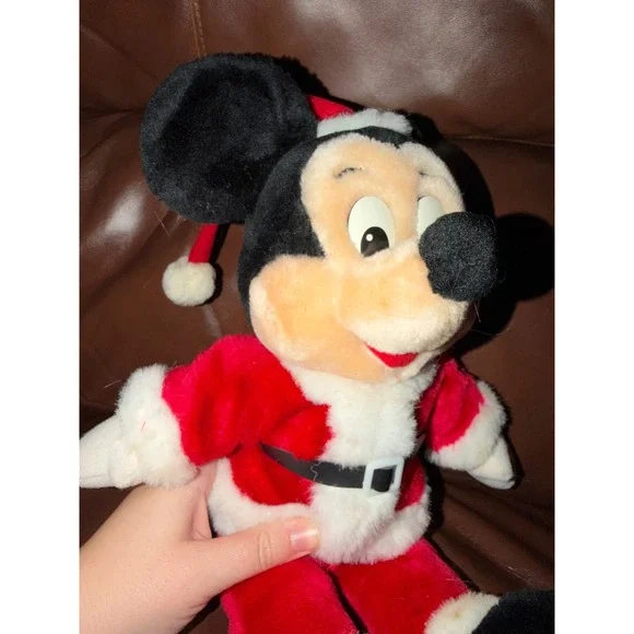 Vintage Disney Mickey Mouse Santa Claus Christmas Plush Disneyland Red Suit - Picture 2 of 6